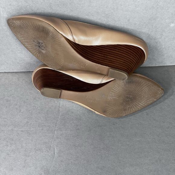 Franco Sarto Frankie Wedge Pumps Women's 10M Cool Taupe Leather Pointed Toe Nude - Picture 8 of 11
